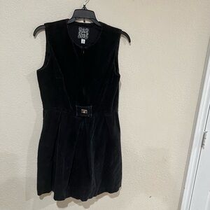 Vintage made in USA Cynthia Rowley Black Corduroy Mini Dress Adjustable Bust 8